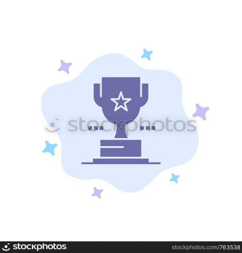 Cup, Trophy, Prize, Achievement Blue Icon on Abstract Cloud Background