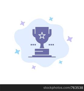 Cup, Trophy, Prize, Achievement Blue Icon on Abstract Cloud Background