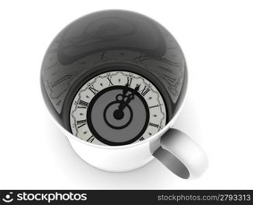 Cup with clock. Eleven o&acute;clock 3d