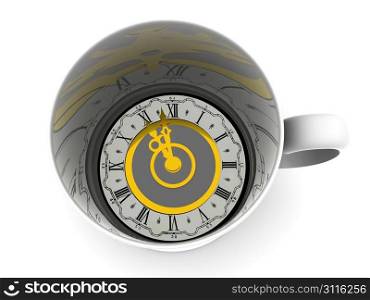 Cup with clock. Eleven o&acute;clock 3d