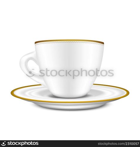 Cup with saucer illustration isolated on white background.. Cup with saucer illustration isolated on white background