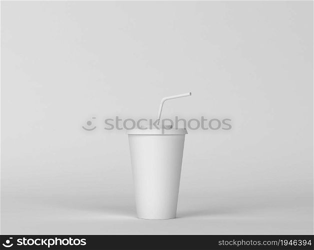 Cup with straw. Minimal scene. 3d illustration