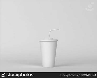 Cup with straw. Minimal scene. 3d illustration