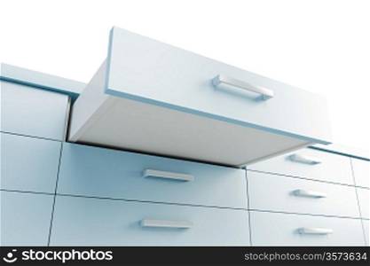 cupboard with opened drawer, 3d render