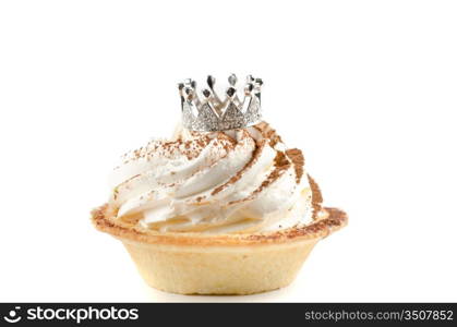 cupcake and bijouterie jewelry crown on a white background