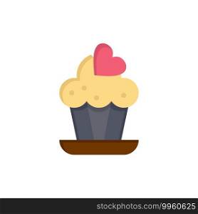 Cupcake, Cake, Love  Flat Color Icon. Vector icon banner Template