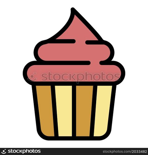 Cupcake icon. Outline cupcake vector icon color flat isolated. Cupcake icon color outline vector