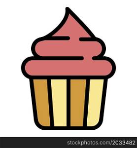 Cupcake icon. Outline cupcake vector icon color flat isolated. Cupcake icon color outline vector