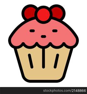 Cupcake icon. Outline Cupcake vector icon color flat isolated. Cupcake icon color outline vector