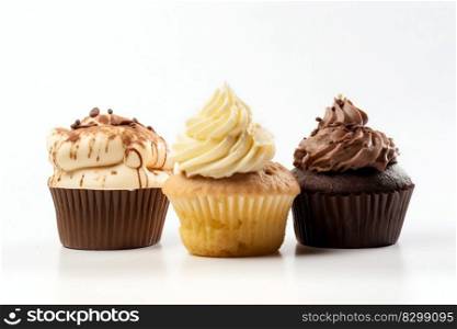 Cupcake isolated on a white background. Generative AI. High quality illustration. Cupcake isolated on a white background. Generative AI