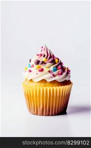 Cupcake isolated on a white background. Generative AI. High quality illustration. Cupcake isolated on a white background. Generative AI