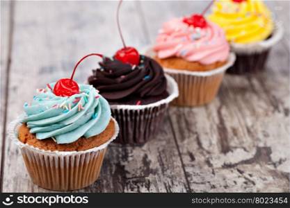 Cupcake on a wooden table