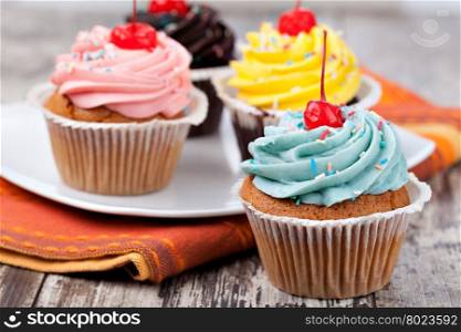 Cupcake on a wooden table