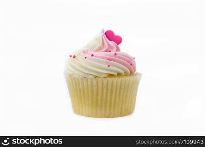 Cupcakes are beautifully decorated isolated on white background.