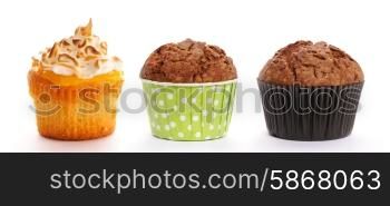 Cupcakes set isolated on white