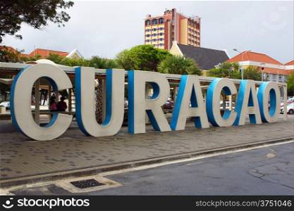 Curacao logo in downtown of Willemstad, Curacao, ABC Islands