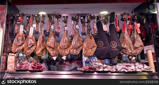 Cured Spanish Hams at Central Food Market