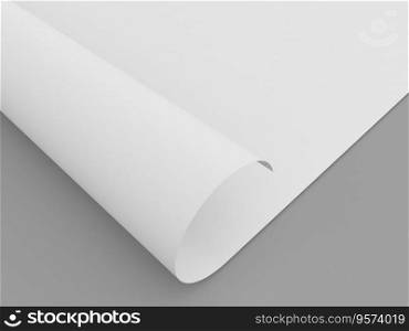 Curled paper sheet on a grey background. 3d render illustration.. Curled paper sheet on a grey background. 