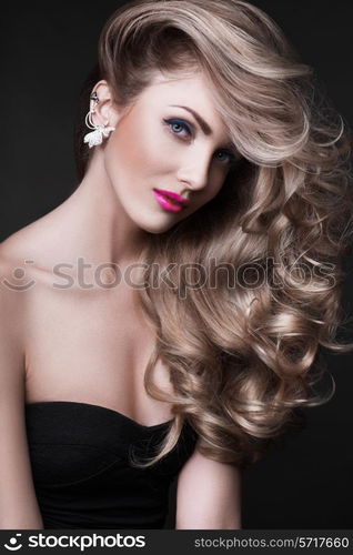 Curly hair woman face beauty portrait