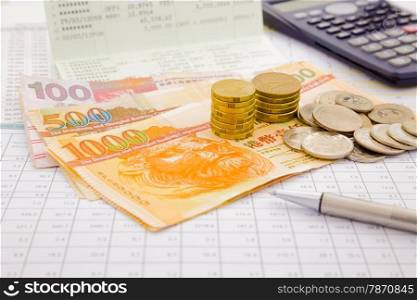currency and paper money of Hongkong, saving account and money concept