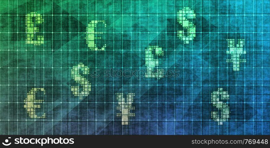 Currency Background with Monetary Policy Concept Art. Currency Background