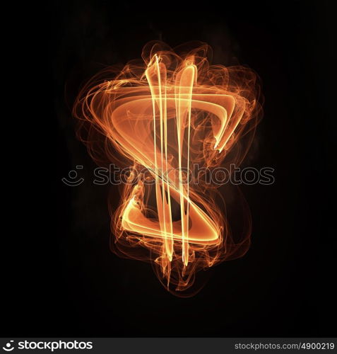 Currency conceptual image. Dollar currency glowing symbol on dark background