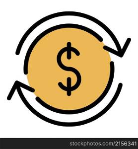 Currency conversion icon. Outline currency conversion vector icon color flat isolated. Currency conversion icon color outline vector