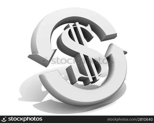 Currency exchange. Dollar. 3d