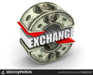 Currency exchange. dollar. 3d