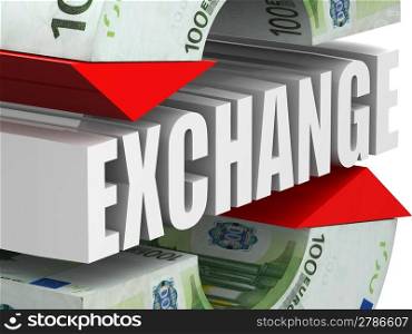 Currency exchange. Euro. 3d