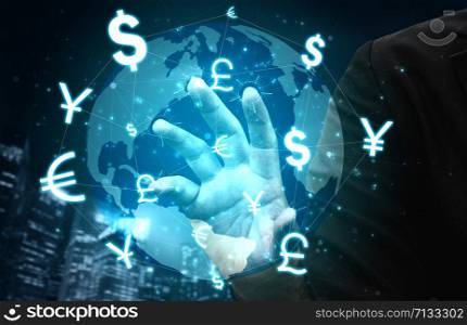 Currency Exchange Global Foreign Money Finance - International forex market with different world currency symbol conversion.