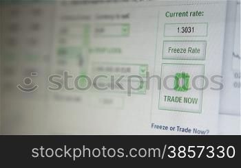 Currency exchange information on computer screen