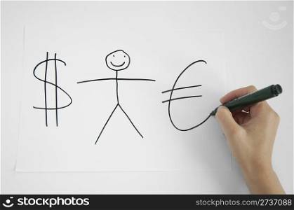 Currency, Exchange, Rates.Hand writing