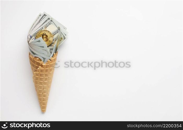 currency ice cream with copy space