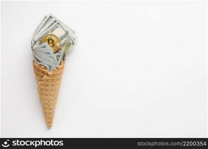 currency ice cream with copy space