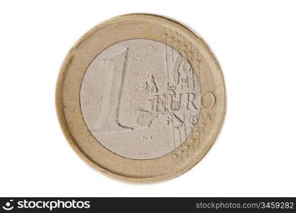 Currency of one euro on a over white background