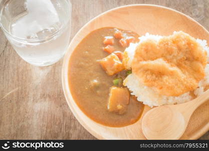Curry rice with fried pork, stock photo