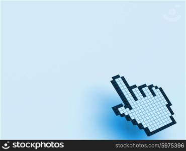 Cursor Hand On Blue Background Showing Blank Copy Space Website