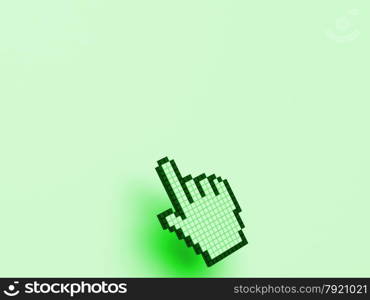 Cursor Hand On Green Background Showing Blank Copyspace Website