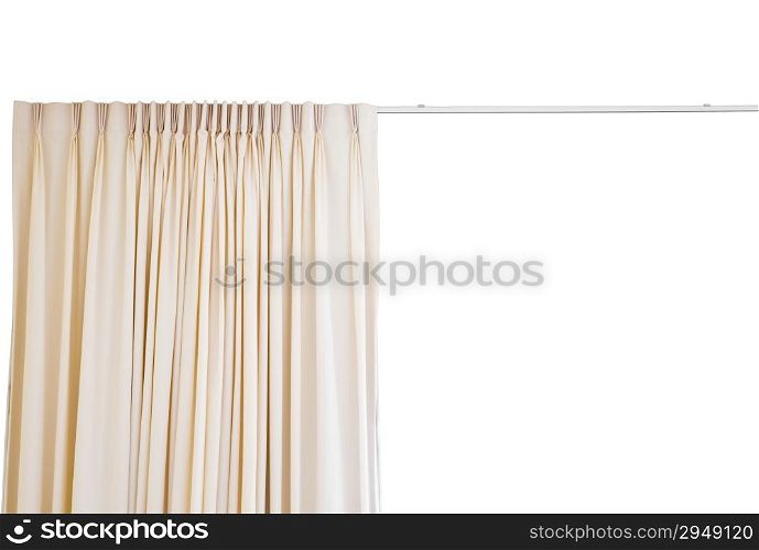 curtain with rail on white background