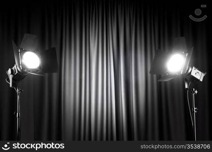 Curtains and projector lights wtih space for your text