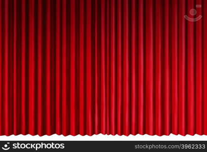 Curtains object as red velvet drapes representing theatrical entertainment stage isolated on a white background as a 3D illustration.