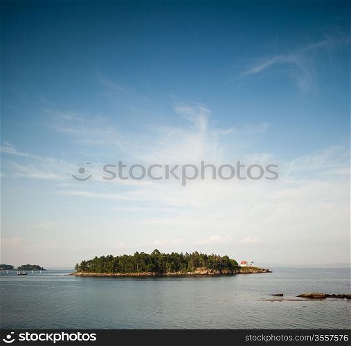 Curtis Island and lighthouse off Camden, Maine