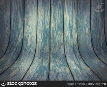 Curved blue wooden background illustration