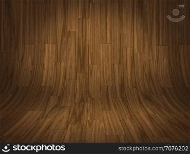 Curved brown wooden background illustration.