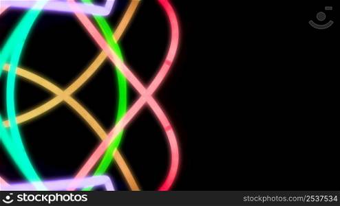curved colorful neon lights black background