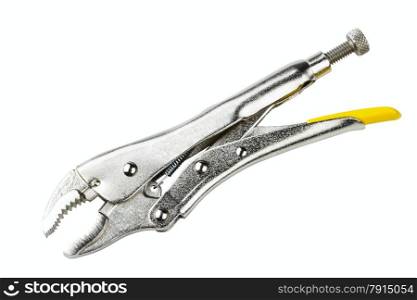 curved jaw locking pliers isolated on white background
