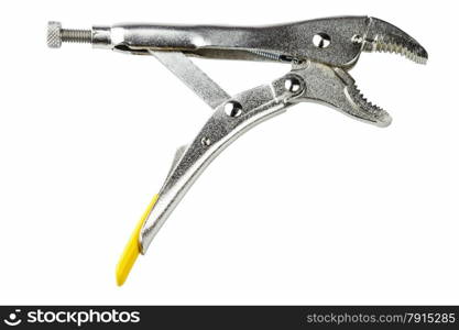 curved jaw locking pliers isolated on white background