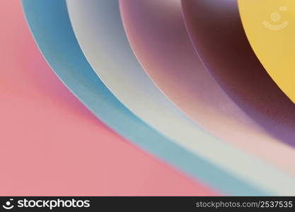 curved layers colored papers close up