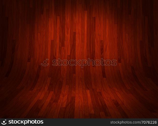 Curved red wooden background illustration.